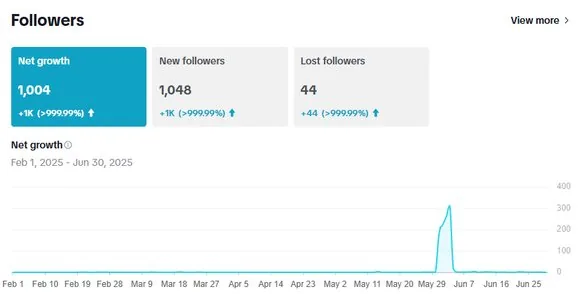 New followers 1,048 analytics