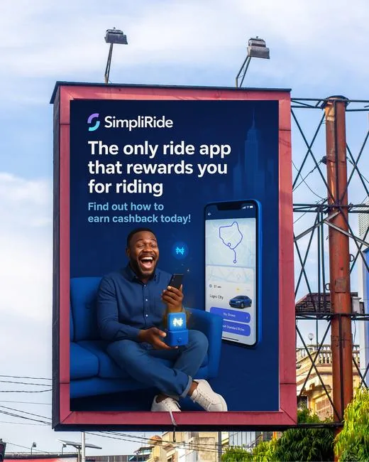 Simpliride billboard, the only ride app that rewards you for riding